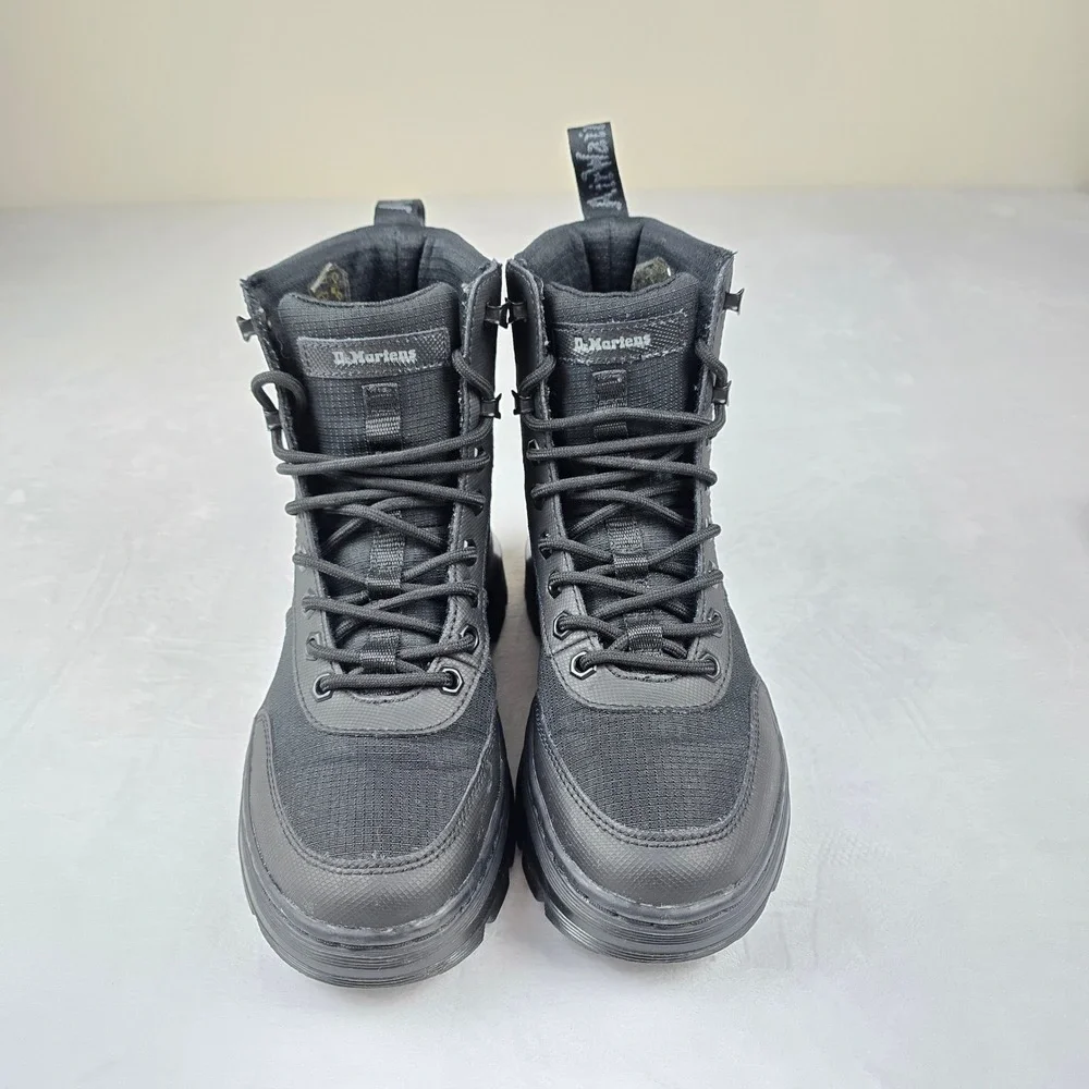Dr Martens Combs‎ Tech Black Leather Nylon Combat Boots Mens 5 Womens 6